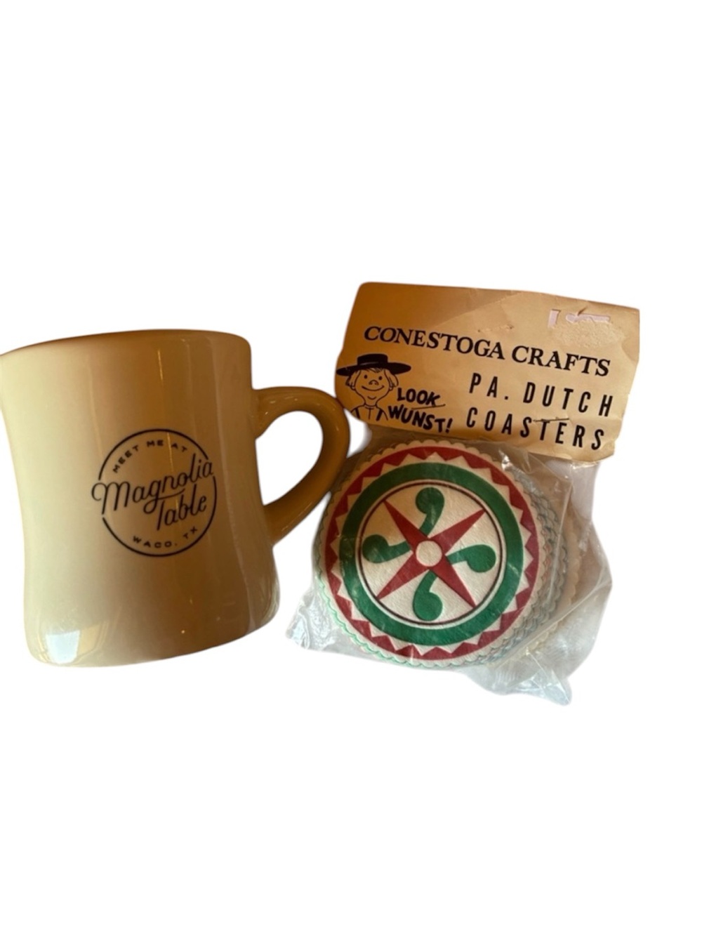 Magnolia Table Ceramic Mug W/ Logo + PA Dutch Decorative Coffee Coasters in Pack